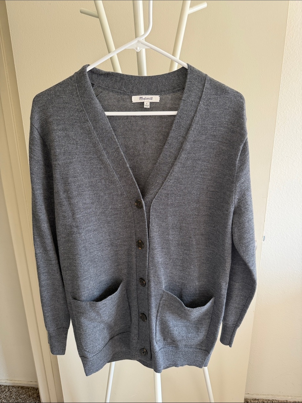 Madewell Charcoal Gray V-Neck Button Cardigan